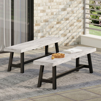 Bancs d'extérieur Carlisle, gris clair sablé + noir (ensemble de 2)
