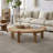 39.4" Modern Gear-Design Rattan Coffee Table, Rubberwood Frame, Handwoven Living Room Table