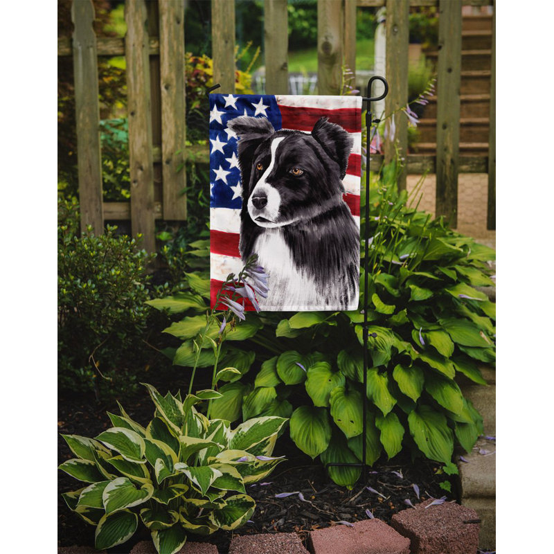 2 côtés en polyester de 2 côtés american drapeau de jardin, Border collie