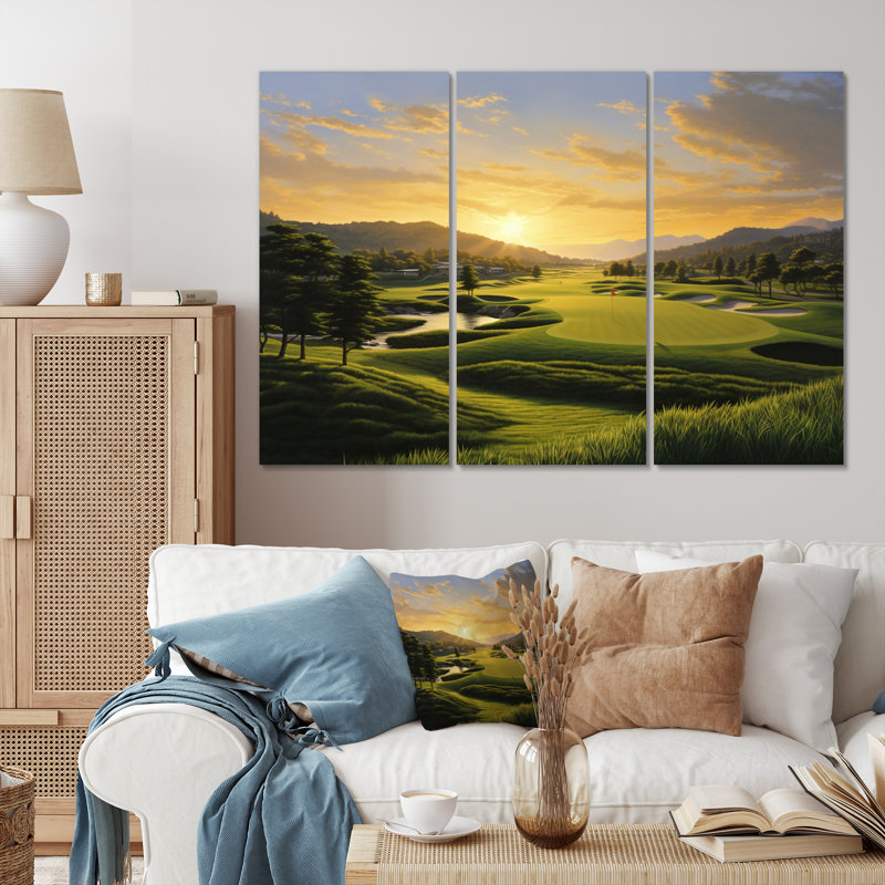 «Golf Dawn On The Put I», reproduction sur toile 3 pièces, H 40 po x l 60 po