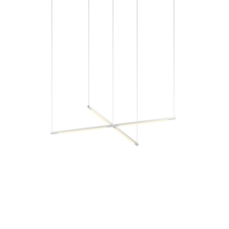 Luminaire suspendu géométrique à 1 lumière DEL unique, Argent, H 121,8 po x l 52 po x P 0,5 po