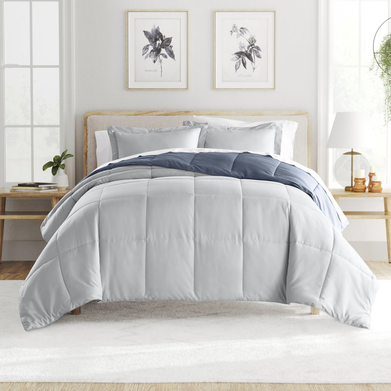 Ensemble d'édredon réversible en microfibre , Édredon double/grand et 2 taies décoratives, Pierre