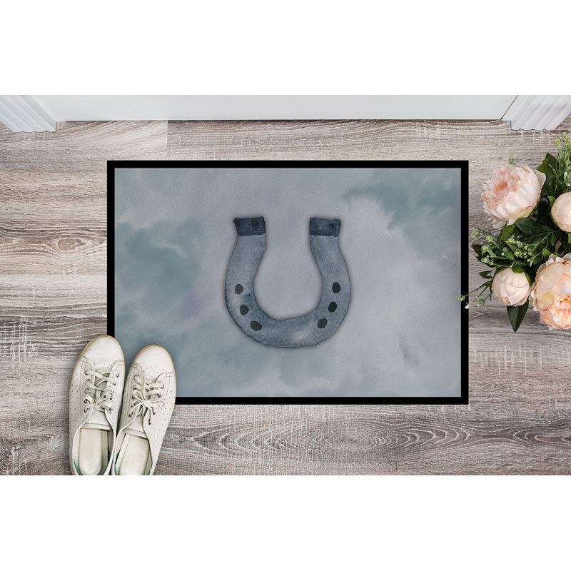 Tapis de porte d’extérieur anti-dérapant aquarelle cheval, Rectangle 1 pi 6 po x 2 pi 3 po