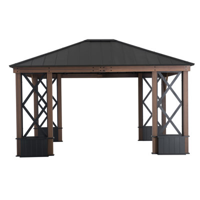 Pavillon de jardin à toit rigide en acier noir 13 pi x 15 pi Sunjoy