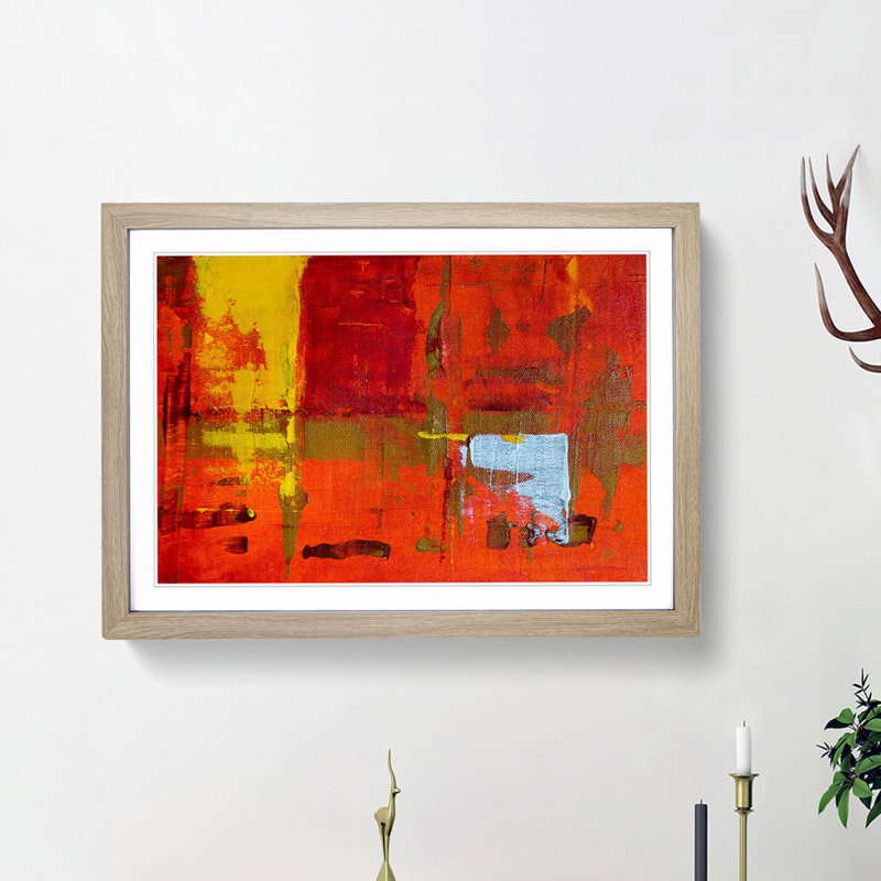 Abstract Art Painting Vol.447 by S.Johnson - Picture Frame Painting Print, 62cm H x 87cm W x 2cm D, Oak Framed