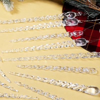 18 pièces de décoration d'arbre de Noël en cristal ornements de glaçons en acrylique transparent décorations suspendues de Noël pour arbre de Noël Winter Wonderland Party Decor nouvel an articles de fête