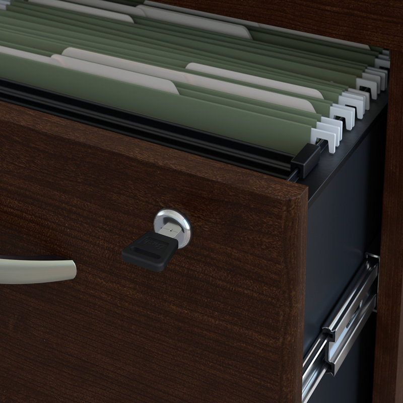 Series C 60W U Shaped Desk with Hutch and Mobile File Cabinet, Mocha Cherry