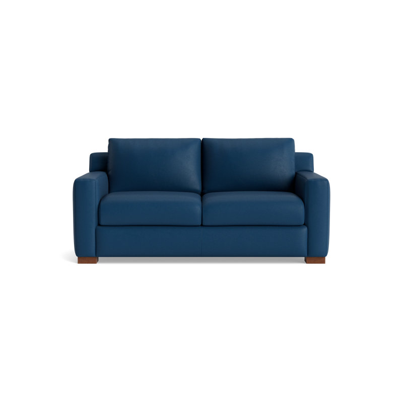 Catalina Leather Loveseat, Leather - Deep Blue