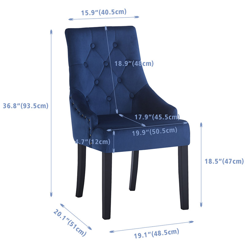18.5cm H Upholstered Armchair, Blue, Black