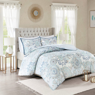 Full/queen Reversible Bedding With Printed Cotton Fabric