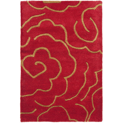 Tapis floral en laine et viscose touffeté à la main Soho