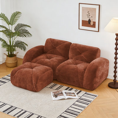 L-Sectional with Ottoman – Tufted Velvet, Compression