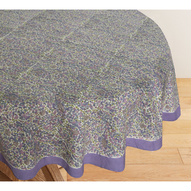 Lavender Handmade Floral Tablecloth, 70" x 70"