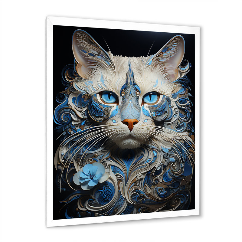 Chat siamois sérénade - impressions sur toile, H 40 po x l 30 po x P 1,5 po, Cadre simple blanc