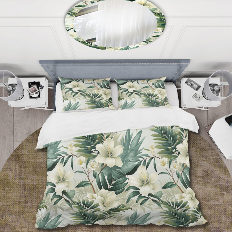 Literie Serene Botanics Tropical, Housse de couette pour très grand lit et 2 très
