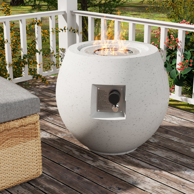 Table de foyer d'extérieur au propane en béton avec couvercle Palou H 20,07 po x l 21,25 po