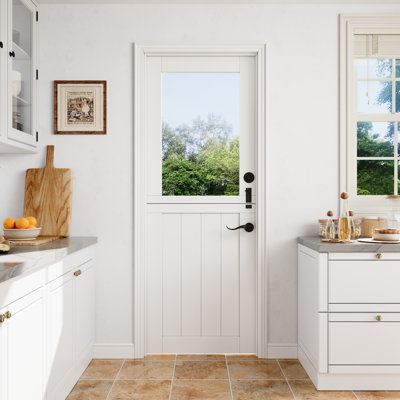  Porte hollandaise, dalle de porte simple en verre transparent demi-transparent 30 * 80 1 Lite avec serrure et loquet