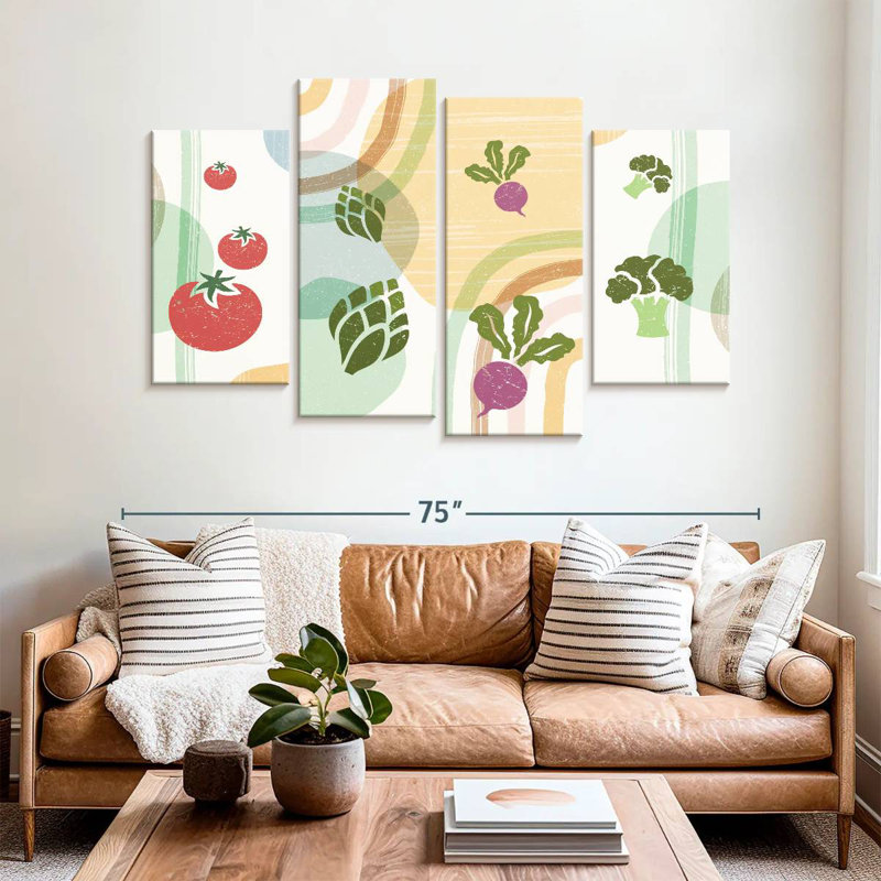 Yarlin Boho Abstract Vegetables, 42" H x 68" W