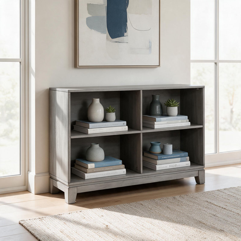 Bibliothèque à 4 tablettes Thiem, (4 Shelves) 30.57"H x 42.57"W x 13.07" D, Gris