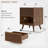 Mid-century Modern Nightstand With Charging Station, Fluted Drawer, Wood Bedside Tables With Open Shelf, Walnut