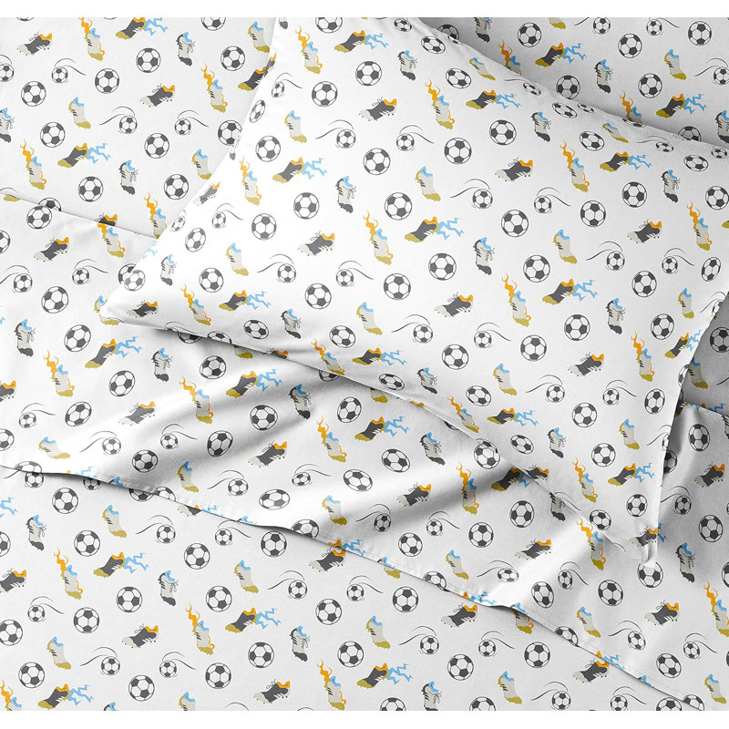 Kids Full Soccer Print Microfiber Sheet Set