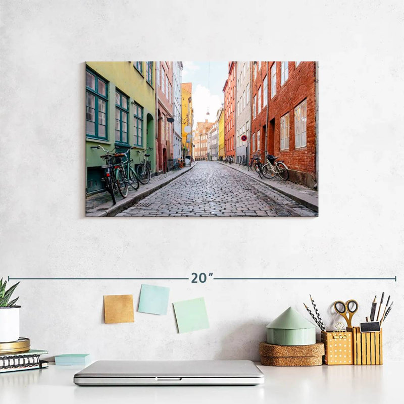 Cobbled Street In Copenhagen, 8" H x 12" W