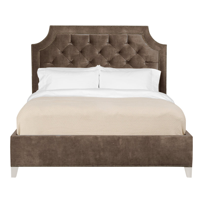 Audrey/Asher Queen Tufted Upholstered Low Profile Panel Bed, Casa Blanca, Nadia Earth, Yes