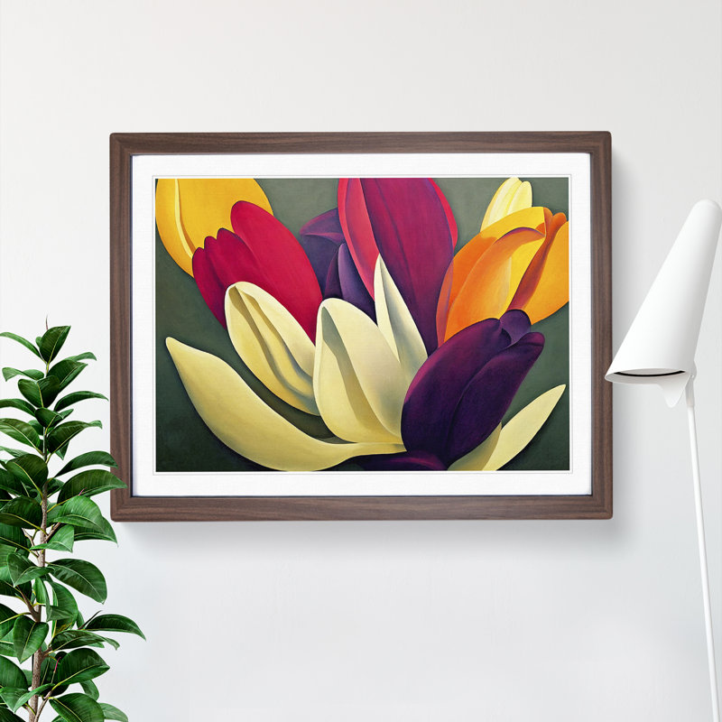 Epic Tulip Flowers 1 Piece Single Picture Frame Painting, 25cm H x 34cm W x 2cm D, Walnut