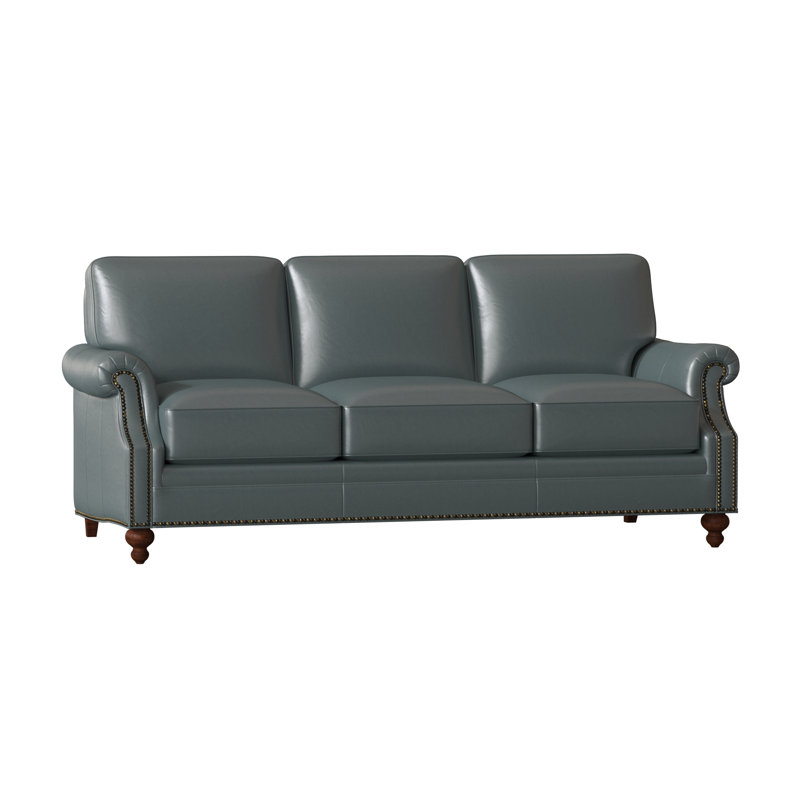 West Sofa, Natural, Mahogany, Aline Fumo Genuine Leather