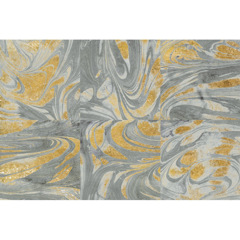 Marbled Abstract Neutral by Wild Apple Portfolio - Wrapped Canvas Art Prints, 30cm H x 46cm W x 3.8cm D