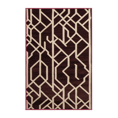 Machine Washable Trellis Brown Area Rug