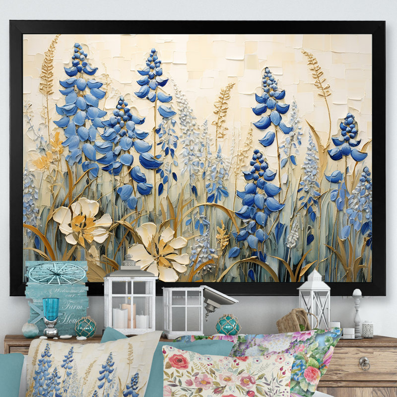 "Blue Bonnets Field Tranquility I", reproduction d'art sur toile, Noir, H 12 po x l 20 po x P 1 po