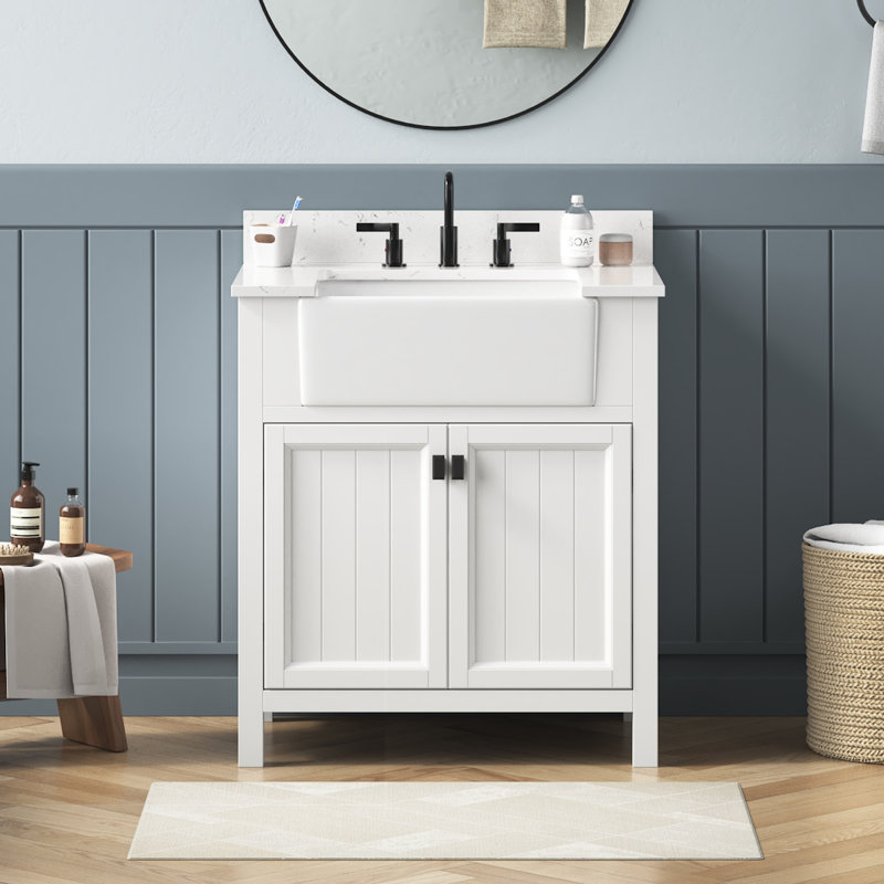 Abramowitz 30'' Freestanding Single Bathroom Vanity with Engineered Stone Top