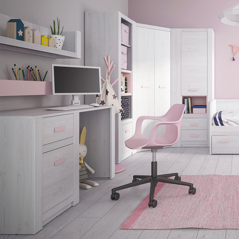 Hanley 58cm Wardrobe, White/Pink