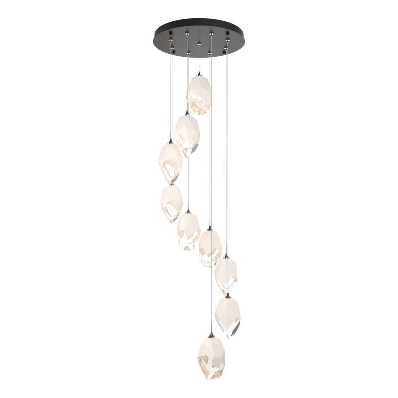 Chrysalis Cluster Geometric Pendant, White, 15" - 80", Oil Rubbed Bronze