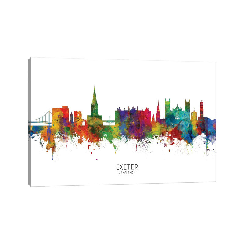Exeter England Skyline by Michael Tompsett - Wrapped Canvas Painting, 20.32 cm H x 30.48 cm W