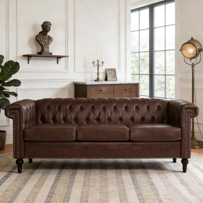 83.66 Inch Width Traditional Square Arm Sofa