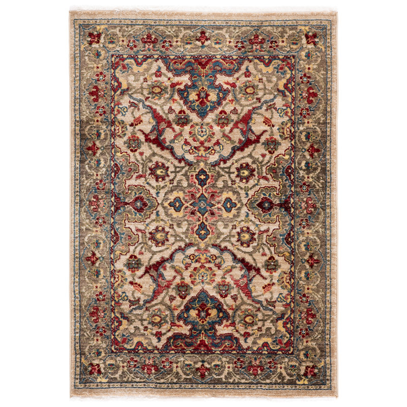 Bisen Performance Oriental Rug, Rectangle 3'3" x 4'1", Ivory/Taupe
