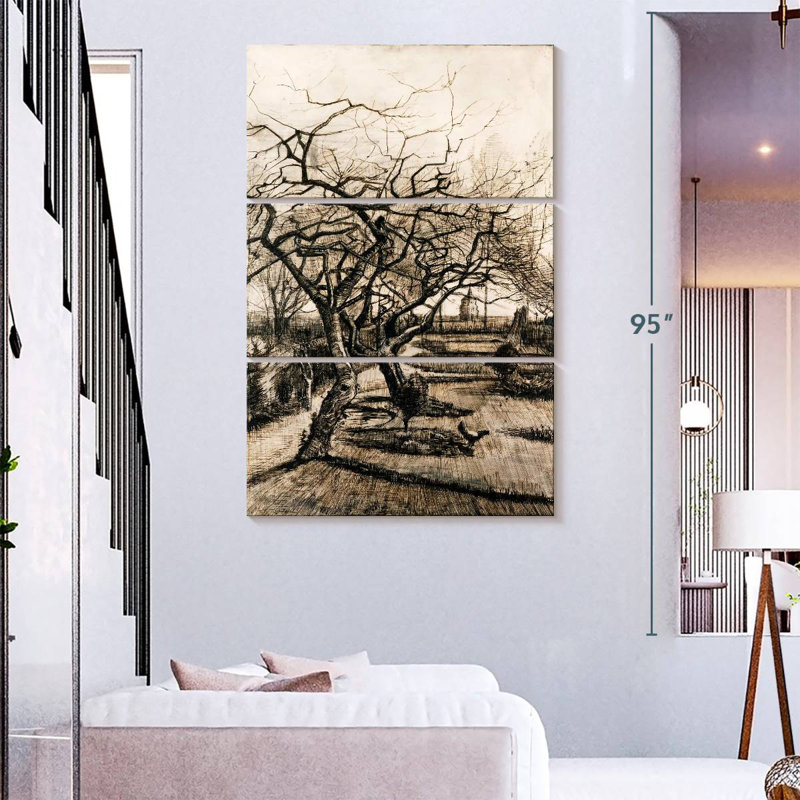Alvord le jardin de Parsonage à Nuenen en hiver, H 74 po x l 48 po