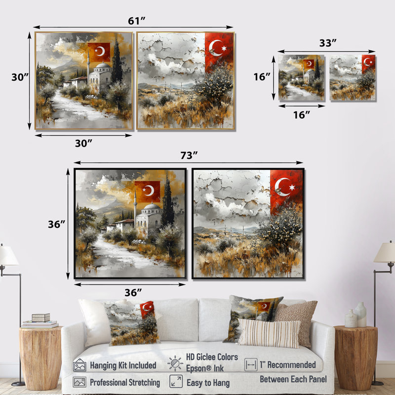 Ensemble de 2 pièces d'art d'Irlande, art mural mural industriel, ensemble, H 36 po x l 73 po, Toile tendue