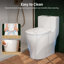 Toilette une pièce Deervalley, toilette encastrée sans rebord de conception compacte avec bouton de chasse supérieur, siège à fermeture rapide à fermeture en douceur inclus, système de siphon à jet, installation au sol, finition blanche