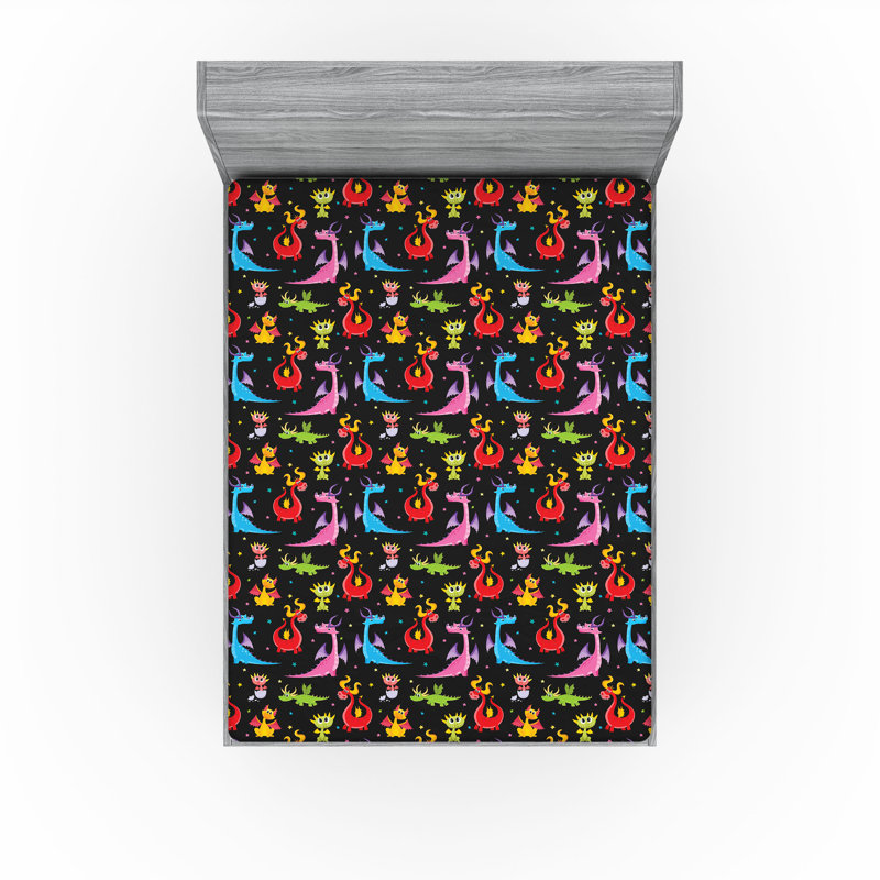 Multicolore drap-housse Ambesonne Dragon, Drap-housse de taille double