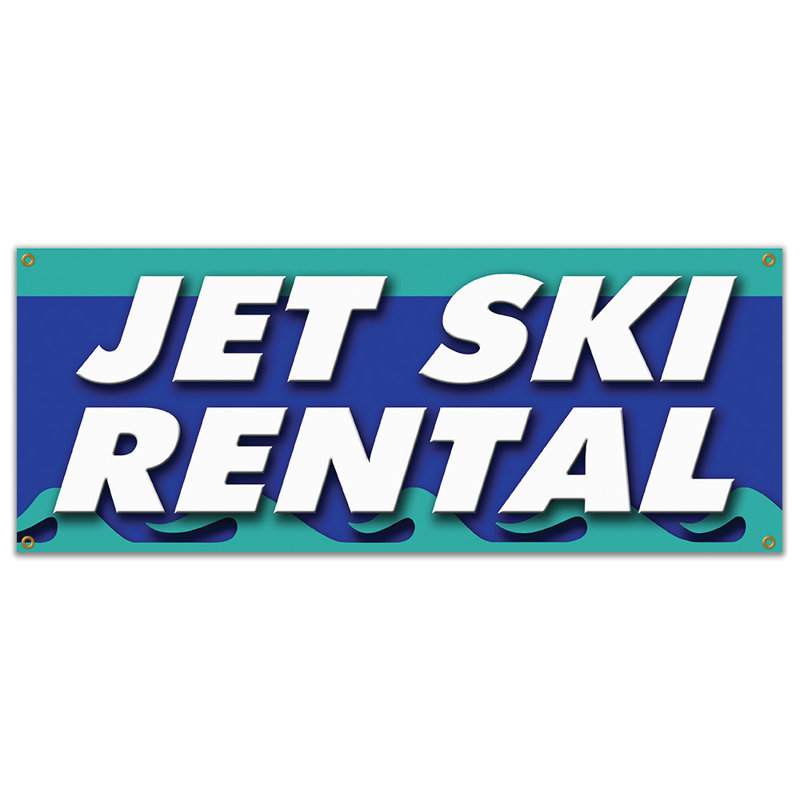 JET SKI RENTAL Banner Sign, H 18 po x l 48 po x 0,1 po