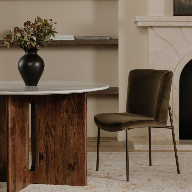 Early Upholstered Dining Chair, Green Velvet
