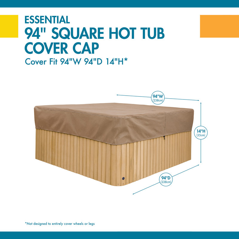 Duck Covers Square Hot Tub Cover in Brown, 14" H x 94" W x 94" D