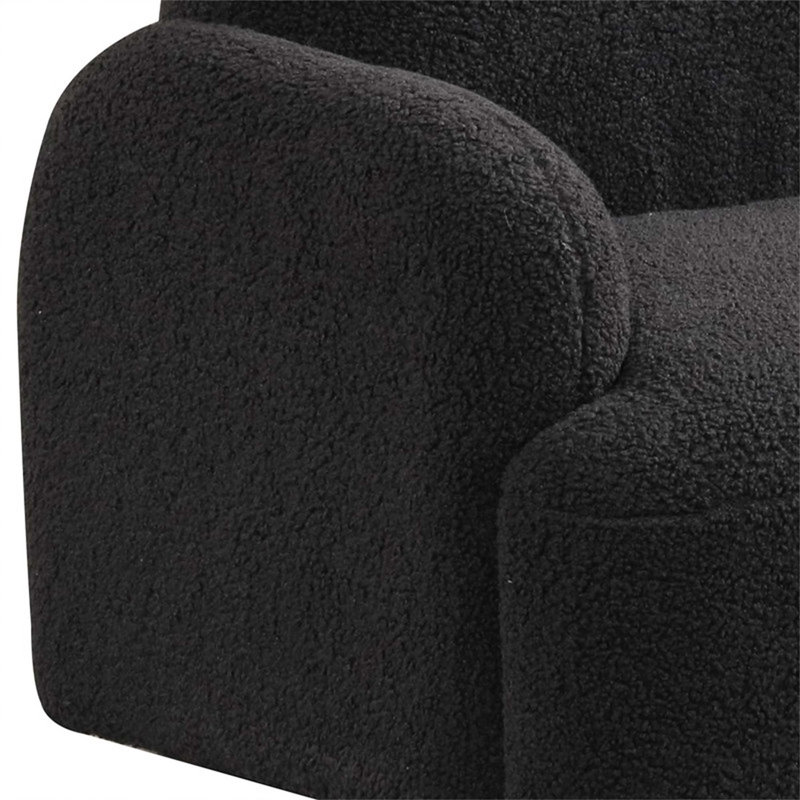 Charming 25.5W Black Sherpa Bear-Shaped Kids Armchair For Comfort And Playful Design, Black