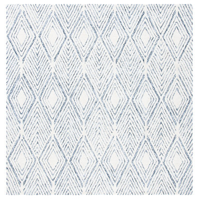 Abstract Hand Tufted Wool/Cotton Geometric Rug in Gray/Ivory