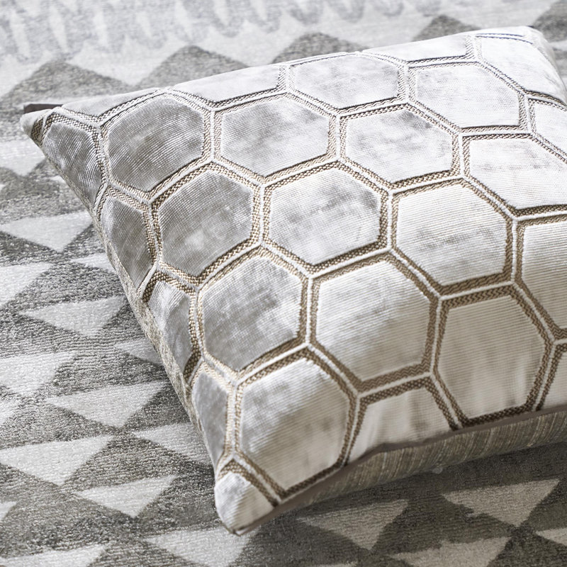 Manipur Velvet Decorative Pillow, Oyster, 22"H x 22"W