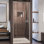 DreamLine Flex P 36 po x l 36 po x H 74 3/4 po Porte de douche semi-cadrée en chrome avec base de douche Biscuit