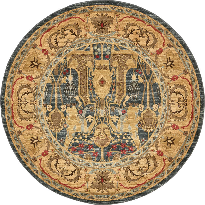Tapis bleu / jaune Lerma, Rond 8 pi
